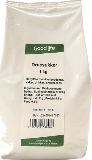 Goodlife druesukker 1 kg Goodlife druesukker 1 kg