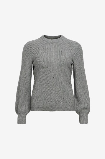Object Genser objDitte RE L/s Knit Pullover Grå