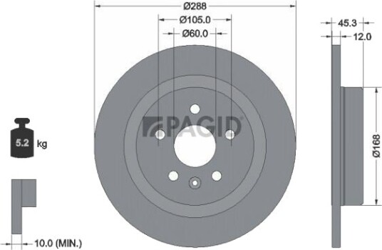 PAGID 55752NC Bremseskive PAGID 55752NC Bremseskive