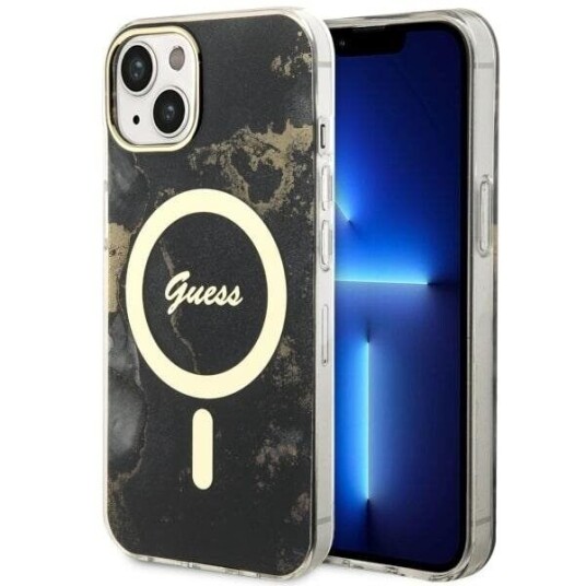 Guess Hardcase til iPhone 14 Plus 6,7" med MagSafe - Golden Marble Svart
