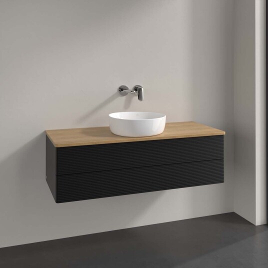 Villeroy & Boch Antao Servantskap med 2 skuffer 120x50x36 cm m/lys Sort Matt/Eik