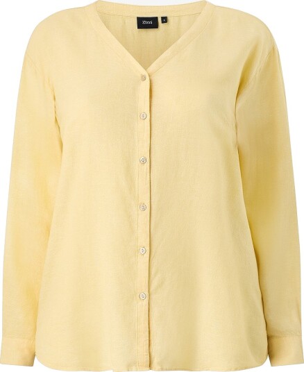Zizzi Linbluse vLina L/S Gul
