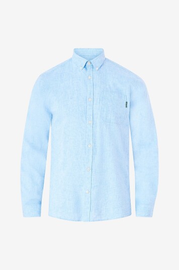 Lindbergh Skjorte Cotton/linen Shirt L/ Blå