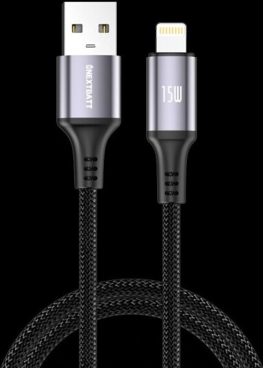NEXTBATT USB-A til Lightning-kabel 15W, 2m - Svart NEXTBATT USB-A til Lightning-kabel 15W, 2m - Svart