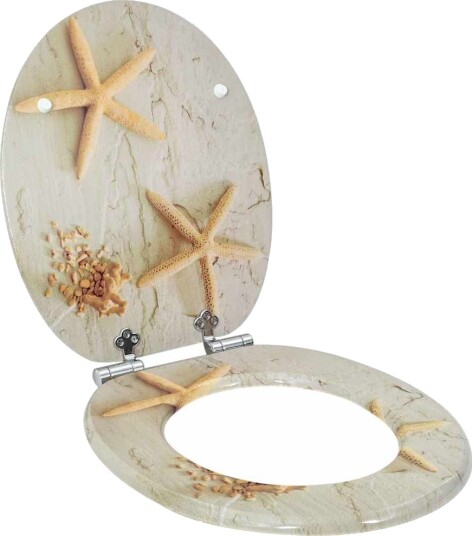Myk lukking toalettsete Gul og hvit 44 x 38 cm MDF plater Myk lukking toalettsete Gul og hvit 44 x 38 cm MDF plater