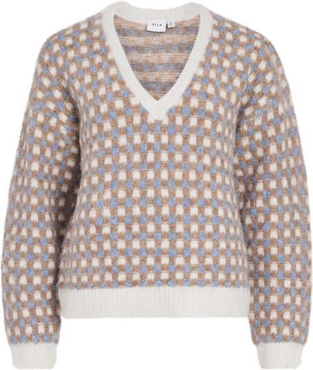 Vila Vialdis V Neck L/S Knit Top CLOUD DANCER XXL