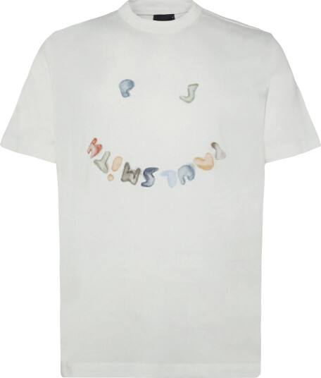 PS Paul Smith Mens Reg Fit T Shirt Happy   White   S