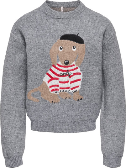 Kids Only Kogteddy L/S Pullover Knt Noos Grey 146 152