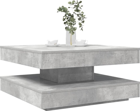 Salongbord 360 graders roterbart betonggrå 70x70x34,5 cm