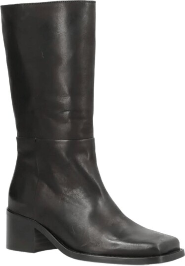 phenumb copenhagen Martina Square Mid-High Leather Boots - BLACK - 37