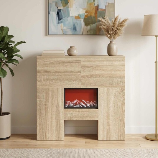 vidaXL Elektrisk peis Sonoma 75 x 24,5 x 75 cm Konstruert tre