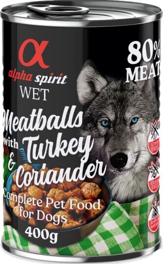 Alpha Spirit Dog Meatballs 6 X 400 G Kalkun Og Koriander