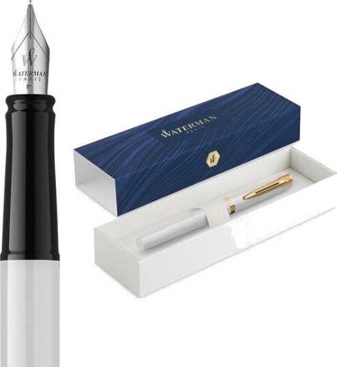 Waterman Impression White Lacquer G.T. Fountain pen F Blue ink