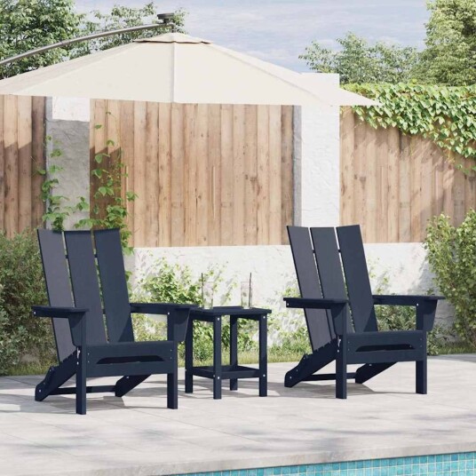 Sammenleggbare Adirondack Stoler 2 stk Navy Blå 74.5x80.5x90 cm HDPE