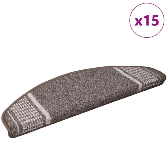 Selvlimende trappematter 15 pcs Brun 65 x 21 x 4 cm