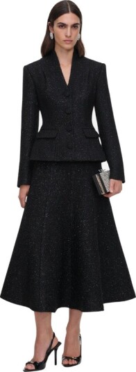 Self Portrait Metallic boucle midi dress UK 8 sort dame