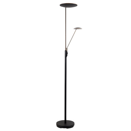 Bergamo gulvlampe m/lesearm 28+5W 183 cm 3000 Kelvin - Dimbar - Svart
