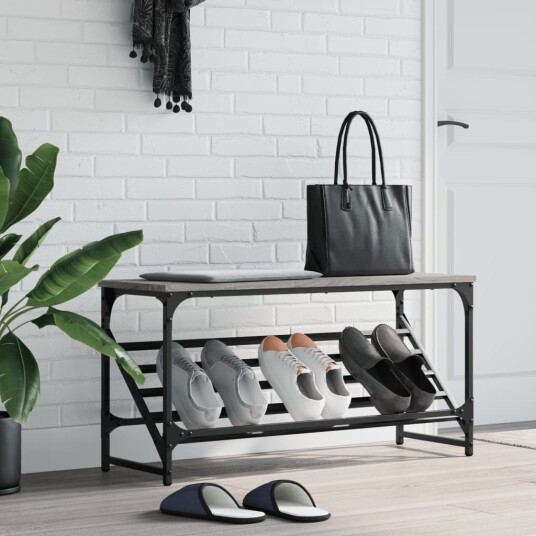  Skohylle grå sonoma 90x30x45 cm konstruert tre 8721012123939