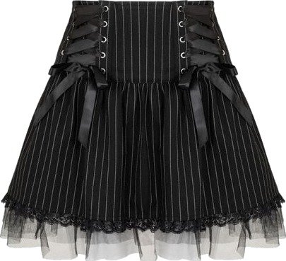 Hell Bunny   Rockabilly Kort skjørt   QUINZEL C Pinstripe SKIRT   S til XXL   Damer   svart hvit