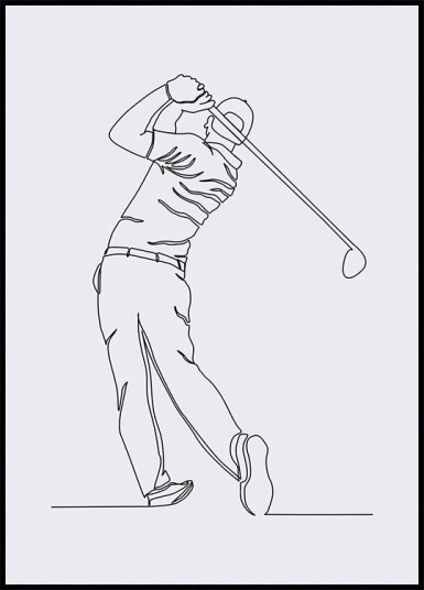 Golf Line Art Plakat Plakat / 21x30cm Golf Line Art Plakat Plakat / 21x30cm