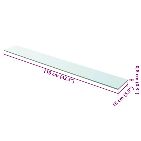 vidaXL Hyllepanel klart glass 110x15 cm vidaXL Hyllepanel klart glass 110x15 cm