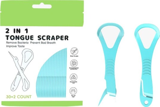 2-i-1 Tungeskrape med Tannpirker Effektiv munnhygiene uansett hvor du er 32 stk.