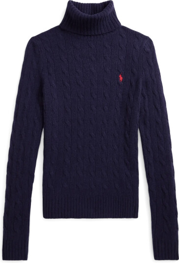 Polo Ralph Lauren Wool Cashmere Cable Turtleneck Sweater Navy S