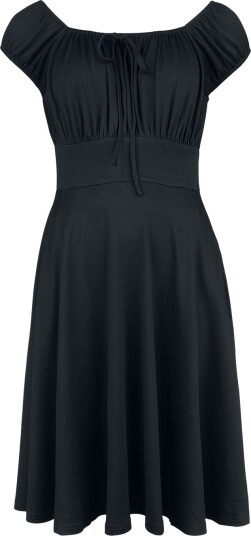 Voodoo Vixen Rockabilly Middellang kjole Gathered Neckline Flare Dress XS til 3XL Damer svart