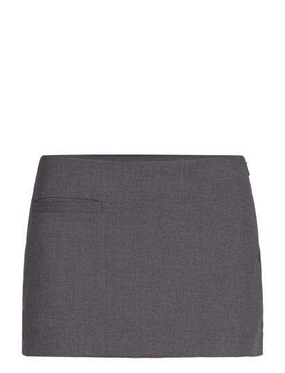 Monki Low Waisted Mini Suiting Skirt - Grey - 48