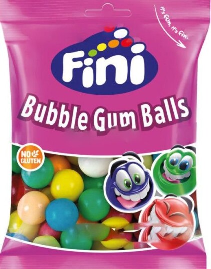 Fini Bubble Gum Balls   Pose med Tyggegummikuler 75 gram   14 16 mm