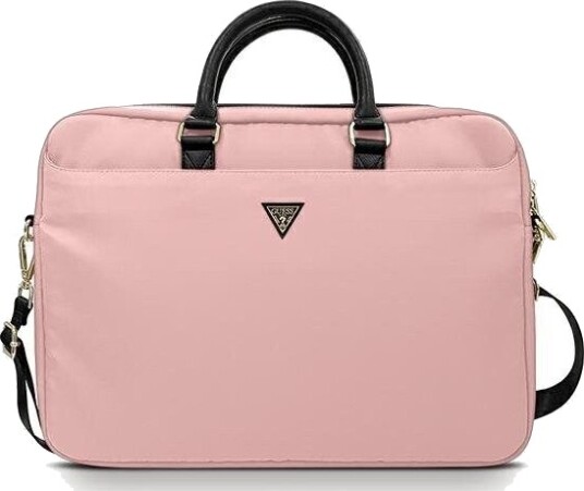 Guess Triangle Logo veske i nylon for en 16" bærbar datamaskin rosa