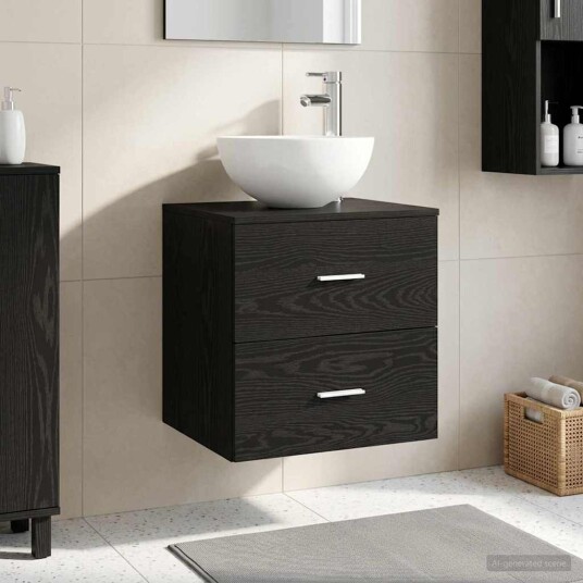  Vegghengt vaskeservant Svart eik 49,5 x 41 x 64,5 cm