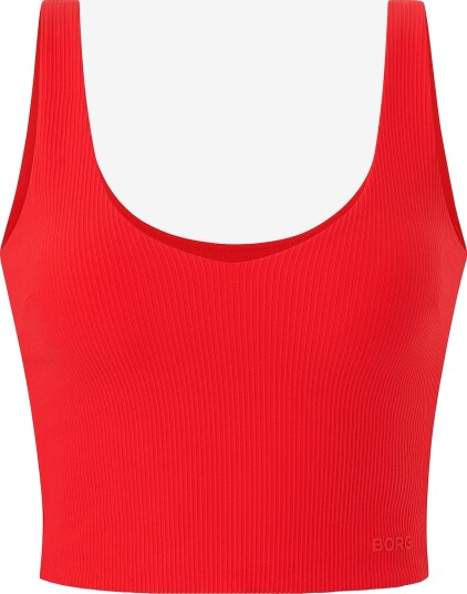 Björn Borg   Treningstopp Studio Ribbed V Neck Top   Rød