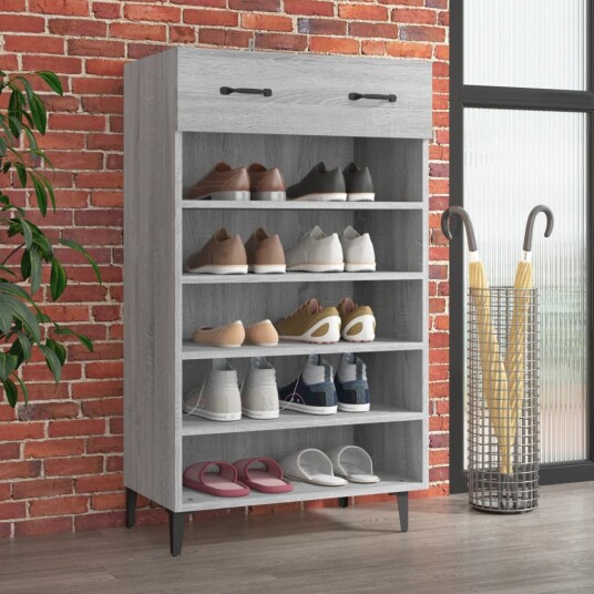 vidaXL Skohylle gr? sonoma 60x35x105 cm konstruert tre vidaXL Skohylle gr? sonoma 60x35x105 cm konstruert tre