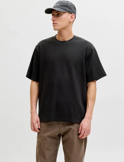 Jack & Jones Jjeharrison Structure Tee Ss O Neck Sn Black L Jack & Jones Jjeharrison Structure Tee Ss O Neck Sn Black L