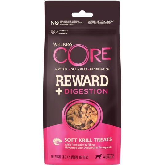 CORE Reward+ Digestion Hundegodbit med Probiotika - 8 x 170g