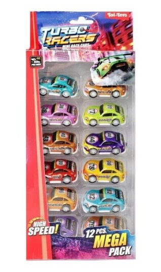 Toi-Toys Turbo Racers Pull Back Racing Cars 12 pcs.