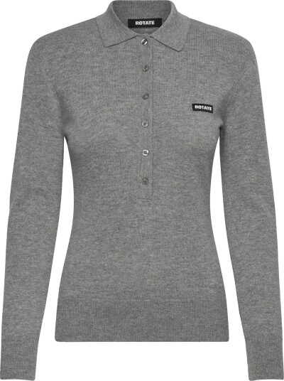 ROTATE Wool Longleeve Polo Grey XS ROTATE Wool Longleeve Polo Grey XS