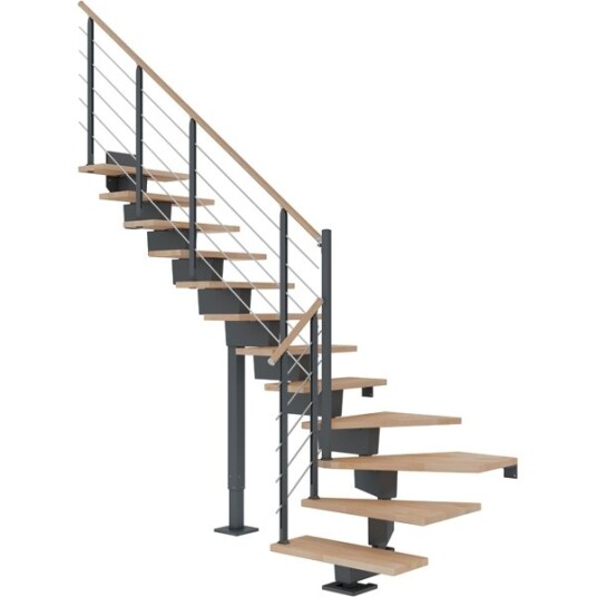Dolle Dubai L trapp I Antracit design oljeret Bøk 80 16   Loddret Høyde 289 357cm