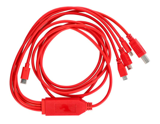 Multifunksjonell 4 i 1 kabel med USB C   USB B miniUSB microUSB og USB C kontakt   180 cm