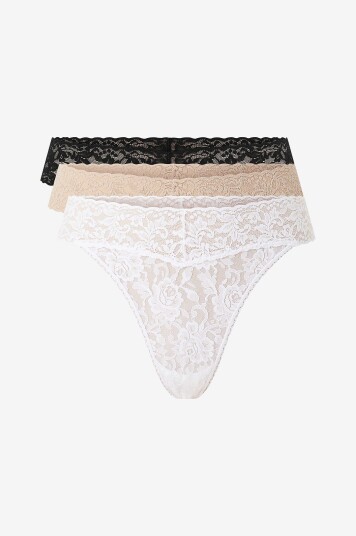 Hanky Panky Stringtruser Signature Lace Original Rise Thong 3 pakning Flerfarget