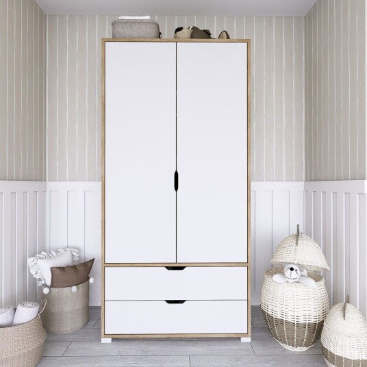 Hurst Garderobe 90x183 cm - Lys brun/Hvit
