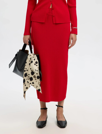 Selected Slfcarly Mw Knit Ankle Skirt Red S