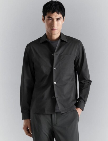 Mango Non Iron Overshirt Pocket Grey L Mango Non Iron Overshirt Pocket Grey L