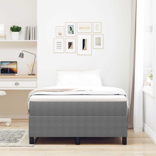 Box Spring Seng Lys Grå 120x200 cm Cordfløyel