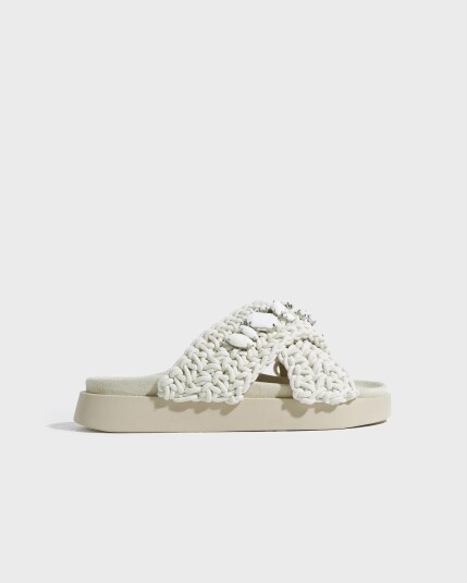 INUIKII Slipper Woven Stones Ivory white 40