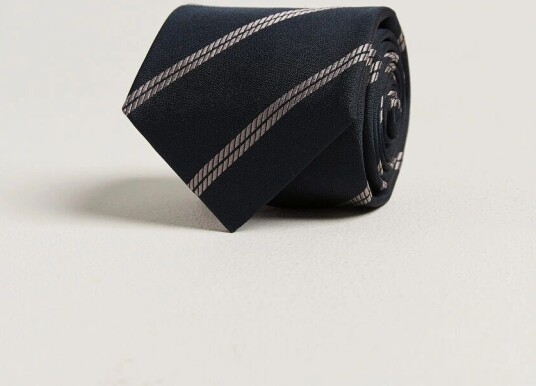 Brunello Cucinelli Regimental Stripe Silk Tie Navy