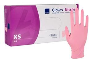 Abena Classic Sensitive Powder-Free Nitrile Gloves Pink - 100 stk.
