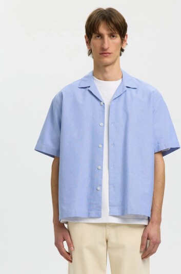 Selected Slhrlxoxford Ss Shirt Resort   Blue   L