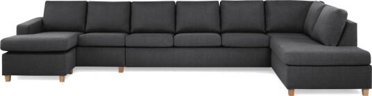 Crazy 6 seters Høyrevendt U formet XX Large Sofa med Divan og Sjeselong i Stoff Mørk grå